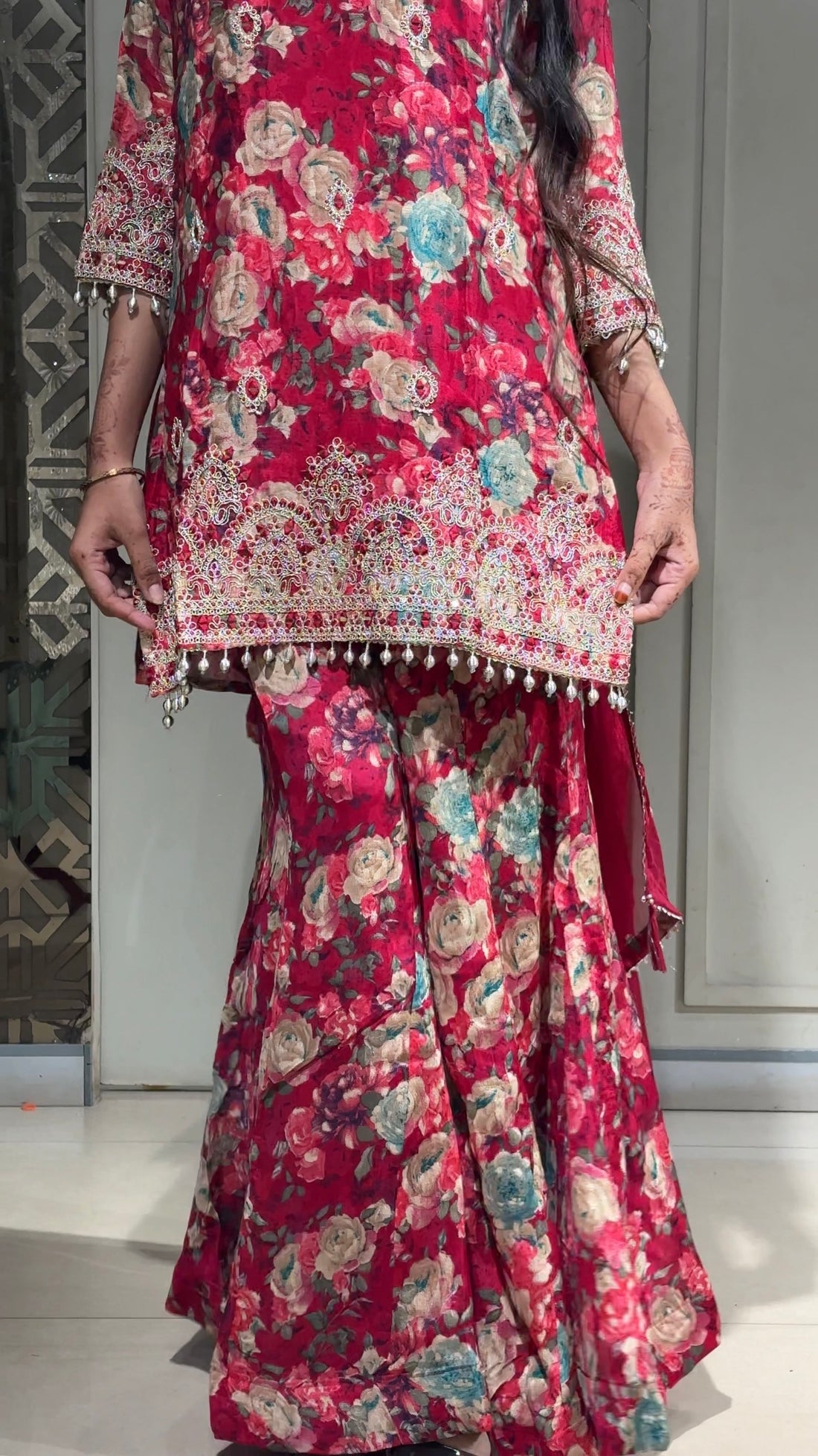 Floral Organza Anarkali Set